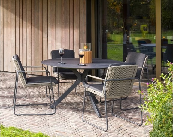4SO Locarno ronde tuintafel in HPL (antraciet) - 0